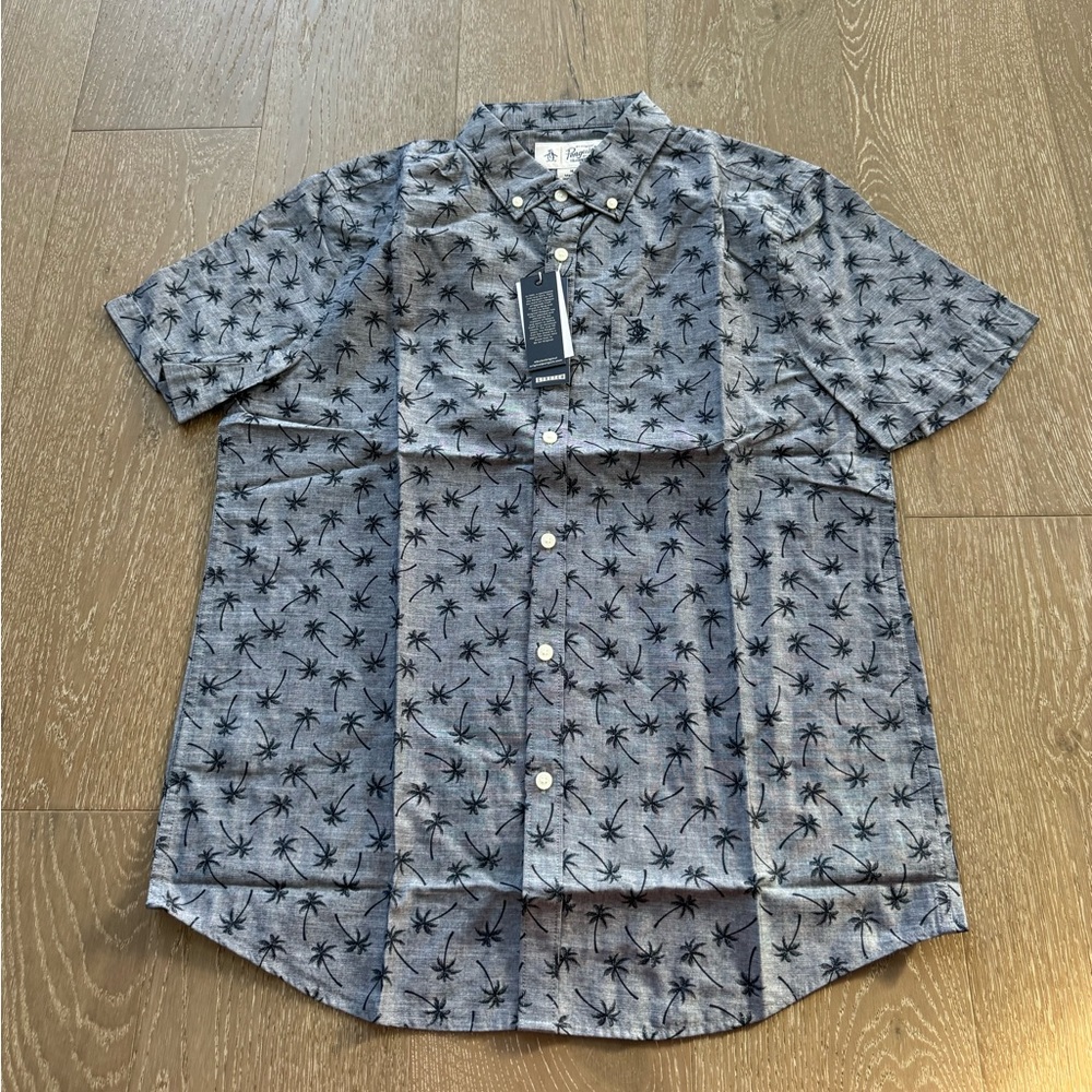 Original Penguin Men's Palm Tree Print Shirt - Gray